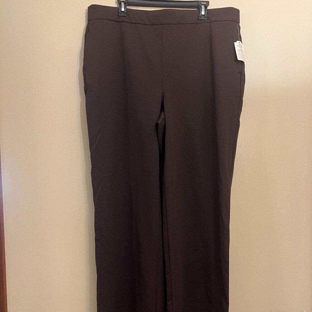 St. John's Bay Plus Womens Wide Leg Pull on Pants, Brown, Size XXLT